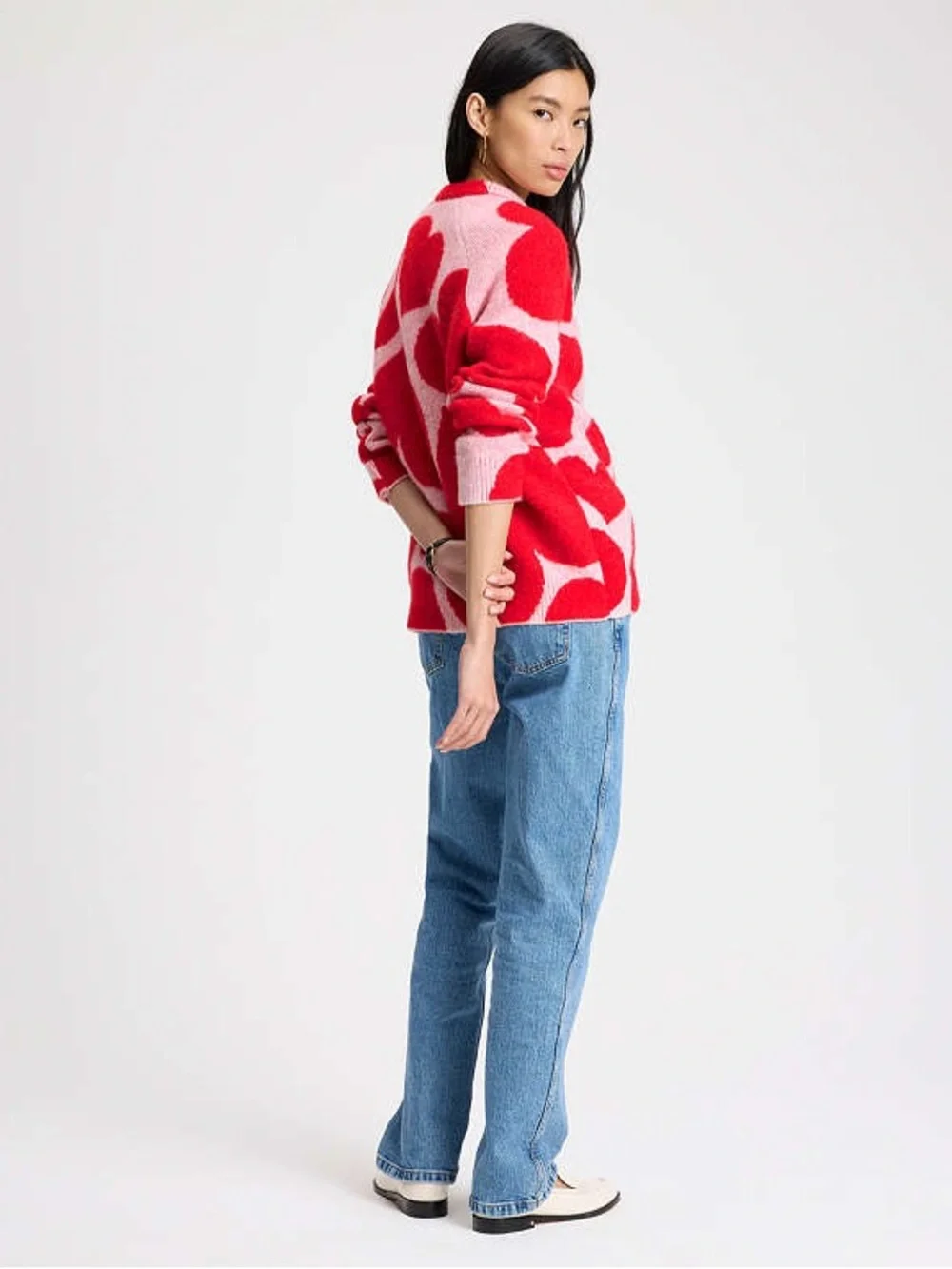 Kate Spade Red & Pink Heart-Pattern Crewneck Sweater‎